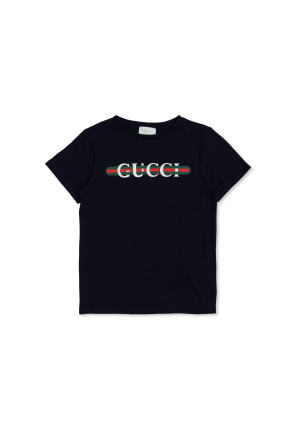Biały T-shirt z nadrukowanym logo Gucci Kids - Vitkac Polska